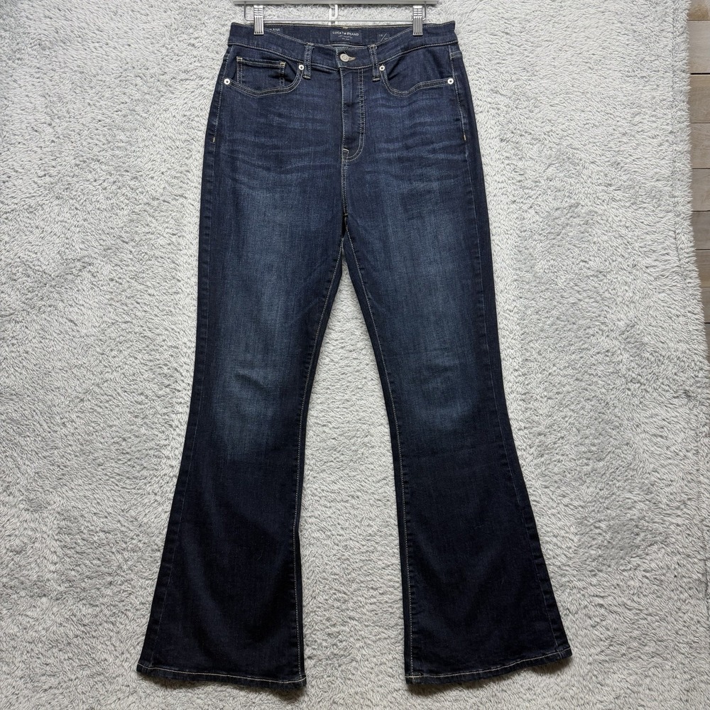 Lucky Brand Jeans Womens 10 30 Blue High Rise Flare Stevie Dark Wash Stretch